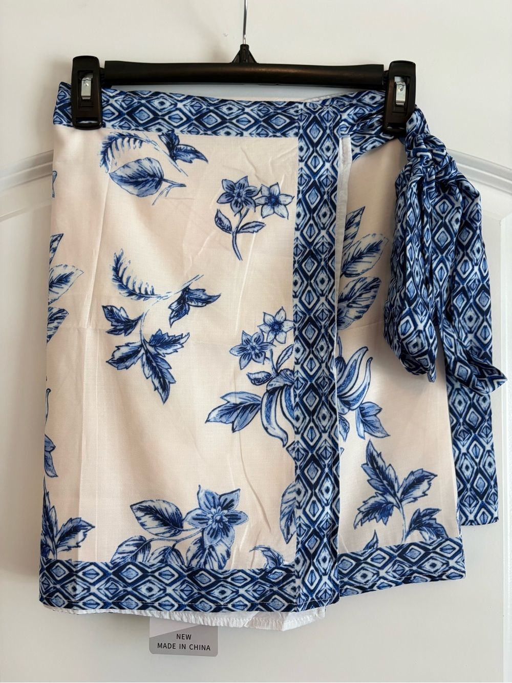 New-Blue Floral Tie Skirt or Swim Cover-Up